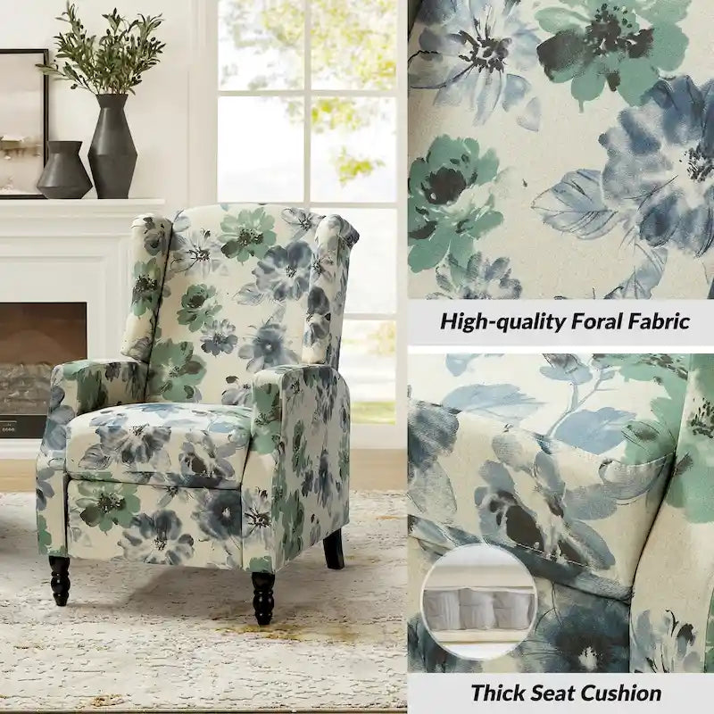 Lot de 2 fauteuils inclinables manuels Damaris Mid-Century Modern avec dossier à oreilles par HULALA HOME