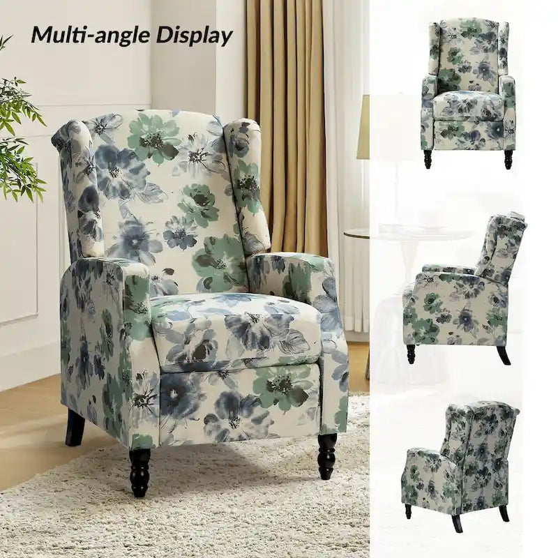 Lot de 2 fauteuils inclinables manuels Damaris Mid-Century Modern avec dossier à oreilles par HULALA HOME