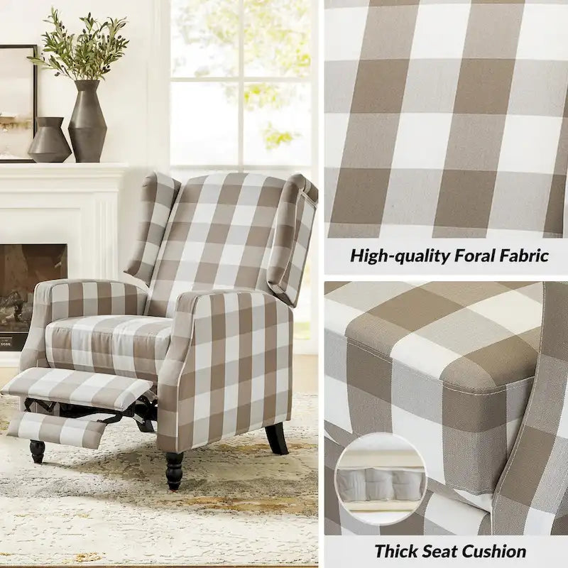 Lot de 2 fauteuils inclinables manuels Damaris Mid-Century Modern avec dossier à oreilles par HULALA HOME