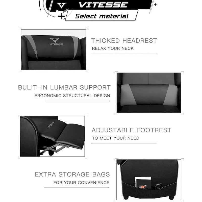 BOSSIN Fauteuil inclinable de jeu Style course Dossier haut Fauteuil inclinable de salon Siège de cinéma