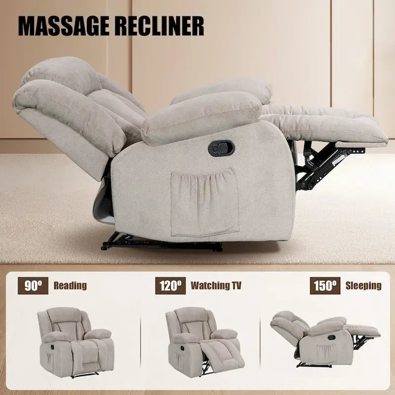 Fauteuil inclinable chauffant et massant de taille standard super confortable