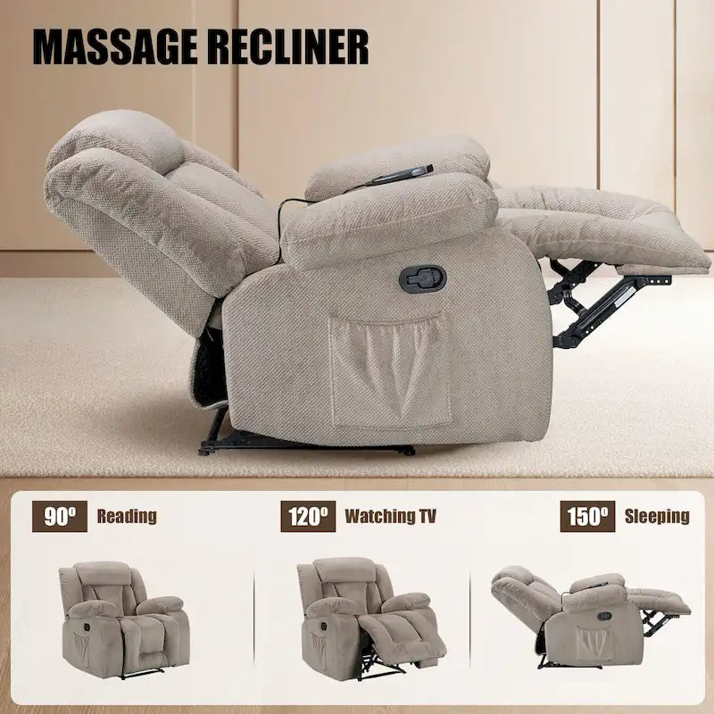 Fauteuil inclinable chauffant et massant de taille standard super confortable