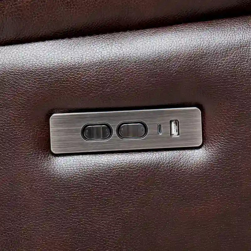 Fauteuil inclinable électrique en cuir pleine fleur avec appuie-tête réglable, repose-pieds extensible et fonction zéro gravité