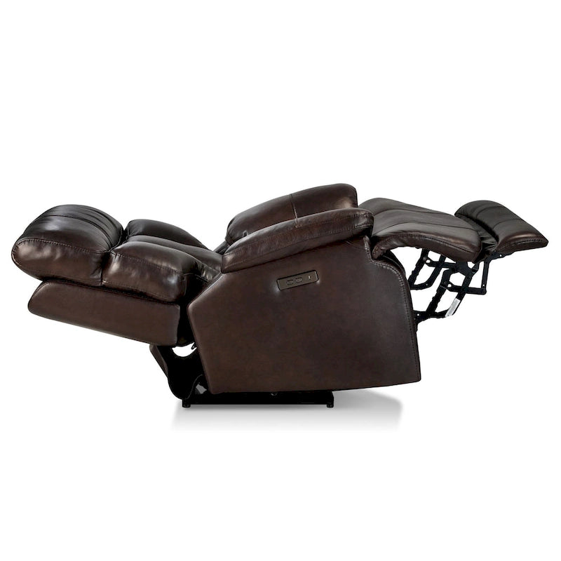 Fauteuil inclinable électrique en cuir pleine fleur avec appuie-tête réglable, repose-pieds extensible et fonction zéro gravité