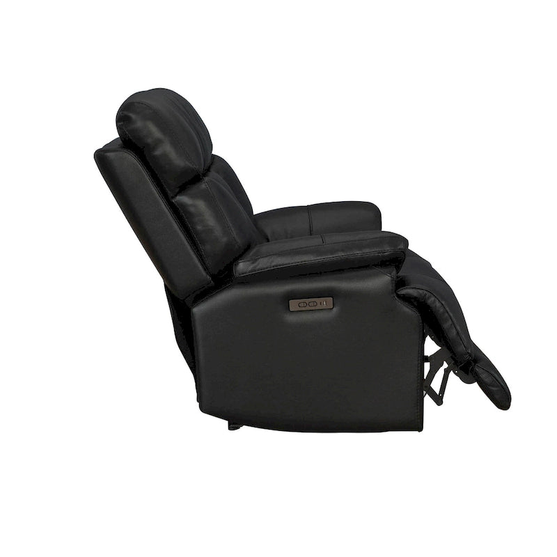 Fauteuil inclinable électrique en cuir pleine fleur avec appuie-tête réglable, repose-pieds extensible et fonction zéro gravité