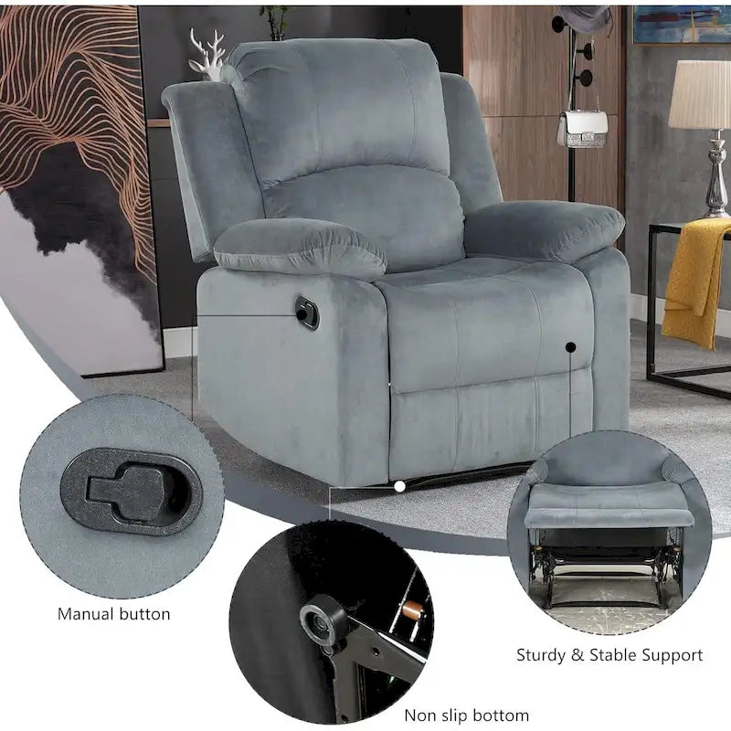 Fauteuil inclinable manuel, canapé individuel inclinable rembourré en tissu doux pour salon chambre