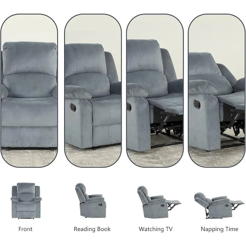 Fauteuil inclinable manuel, canapé individuel inclinable rembourré en tissu doux pour salon chambre