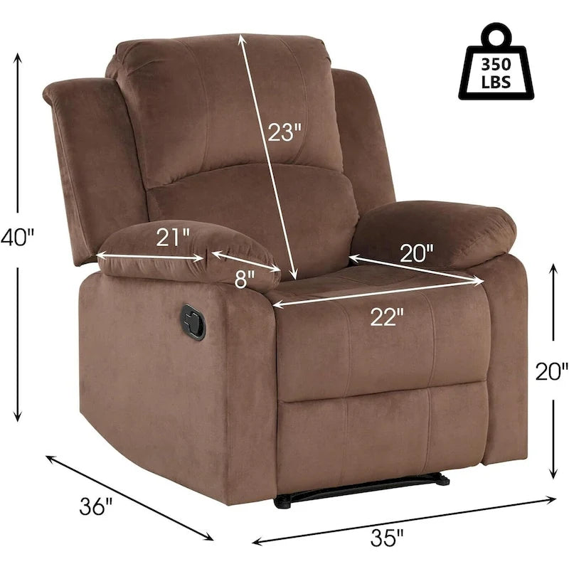 Fauteuil inclinable manuel, canapé individuel inclinable rembourré en tissu doux pour salon chambre