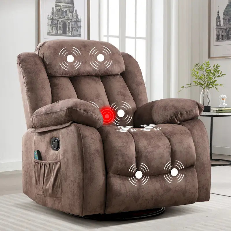 Fauteuil inclinable manuel rembourré en tissu doux avec masseur et fonction chauffante