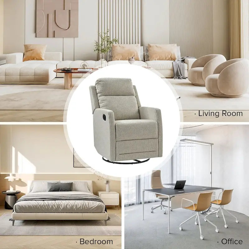 Fauteuil inclinable, pivotant à 360° et à bascule Diana en polyester moderne par HULALA HOME