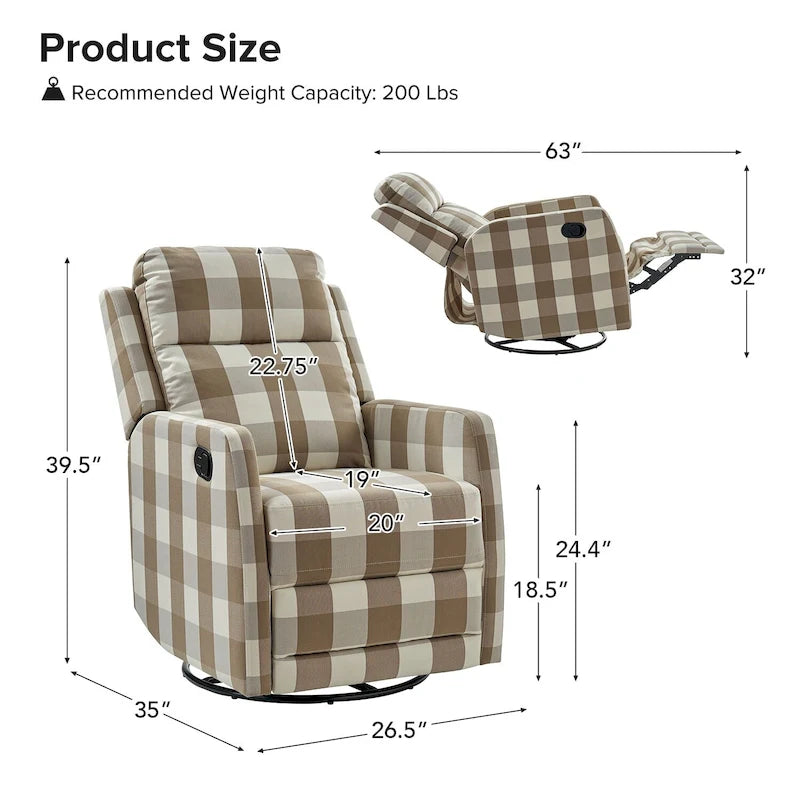Fauteuil inclinable, pivotant à 360° et à bascule Diana en polyester moderne par HULALA HOME