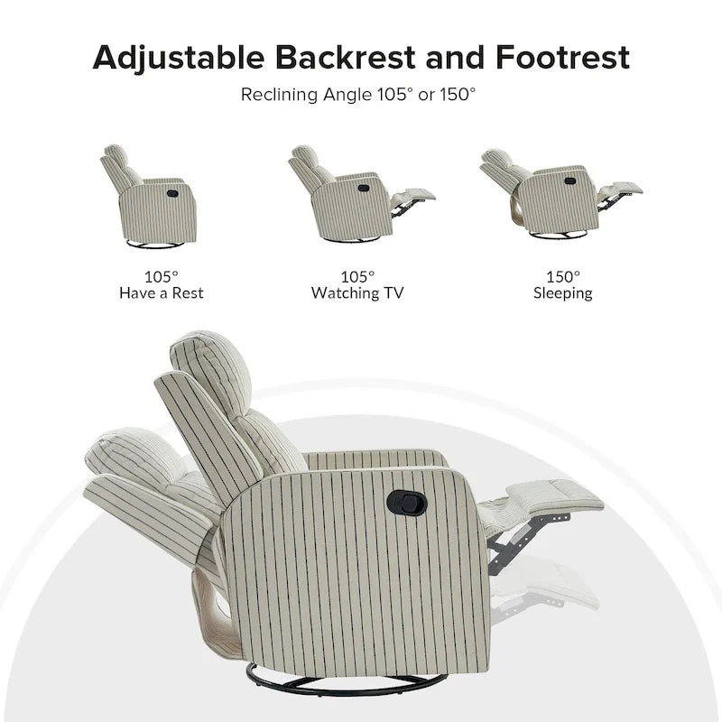Fauteuil inclinable, pivotant à 360° et à bascule Diana en polyester moderne par HULALA HOME