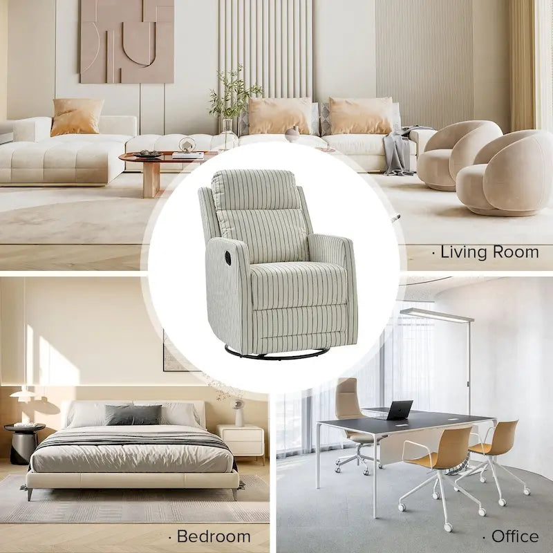 Fauteuil inclinable, pivotant à 360° et à bascule Diana en polyester moderne par HULALA HOME