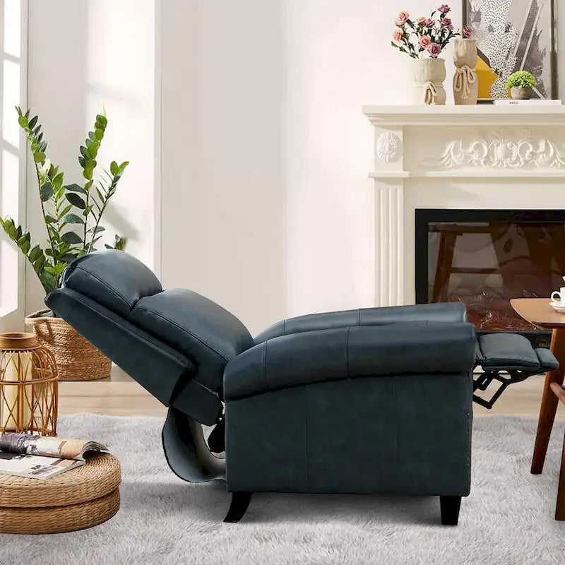 Fauteuil inclinable en cuir véritable avec accoudoirs et dossier confortables