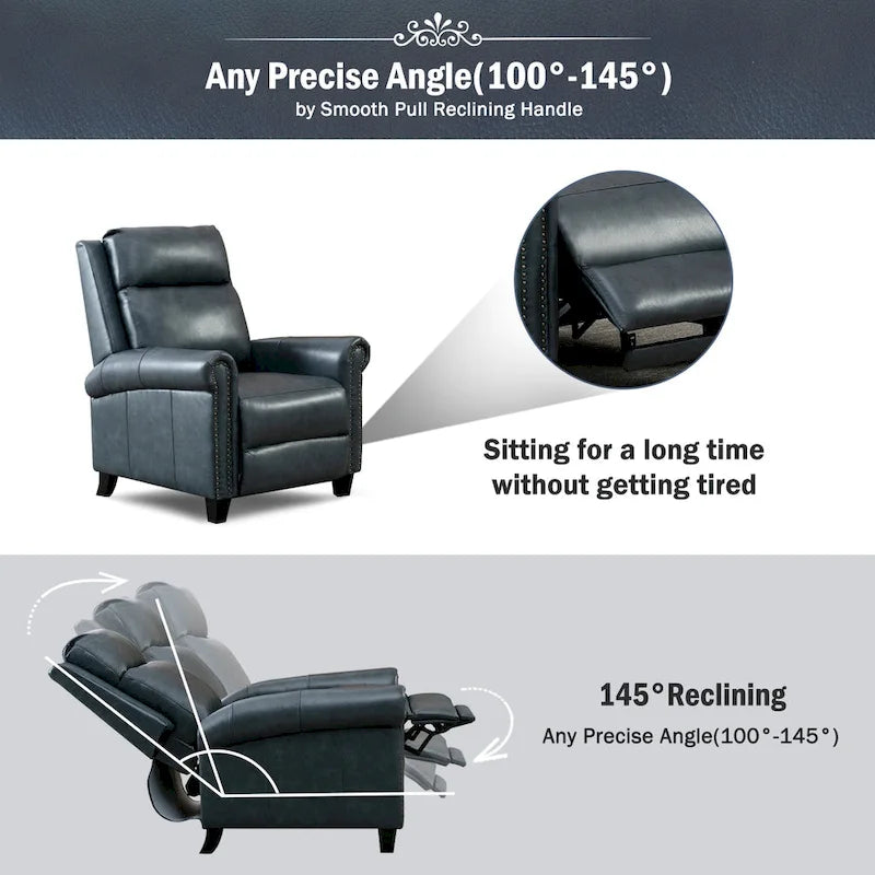 Fauteuil inclinable en cuir véritable avec accoudoirs et dossier confortables