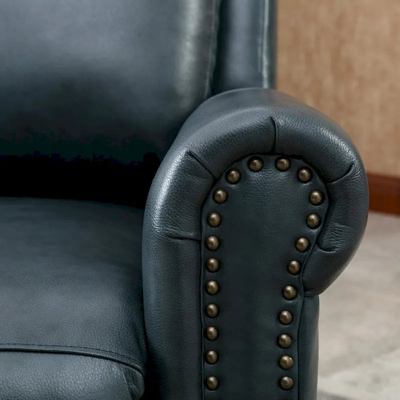 Fauteuil inclinable en cuir véritable avec accoudoirs et dossier confortables