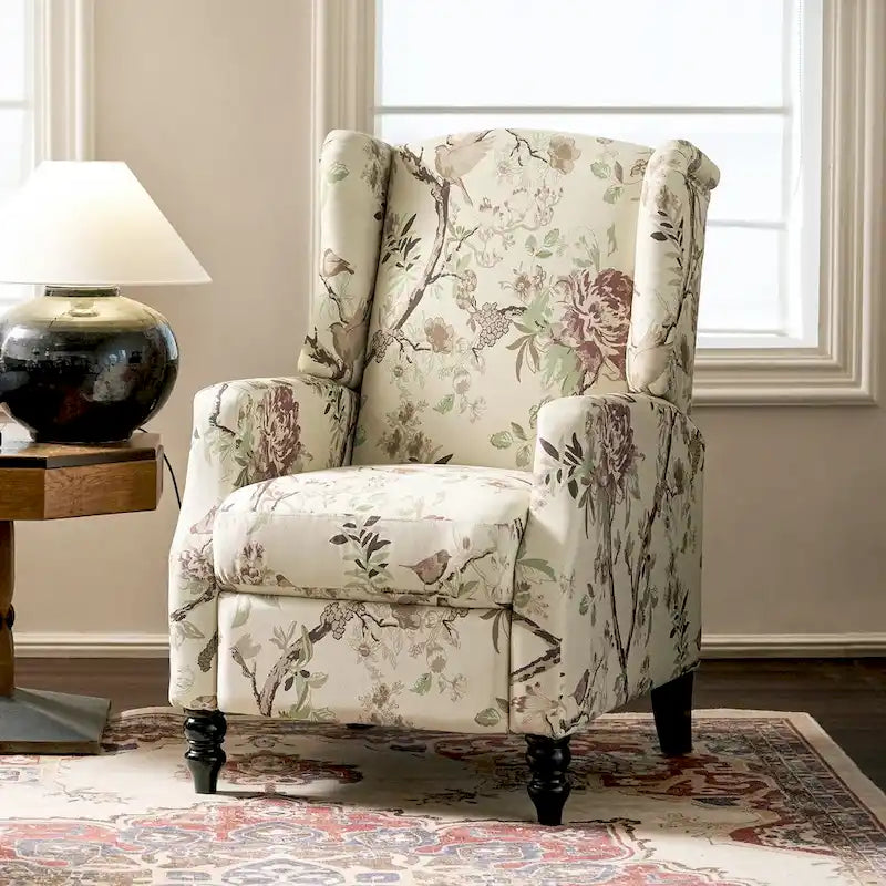Fauteuil inclinable manuel Damaris de style Mid-Century Modern avec dossier à oreilles par HULALA HOME