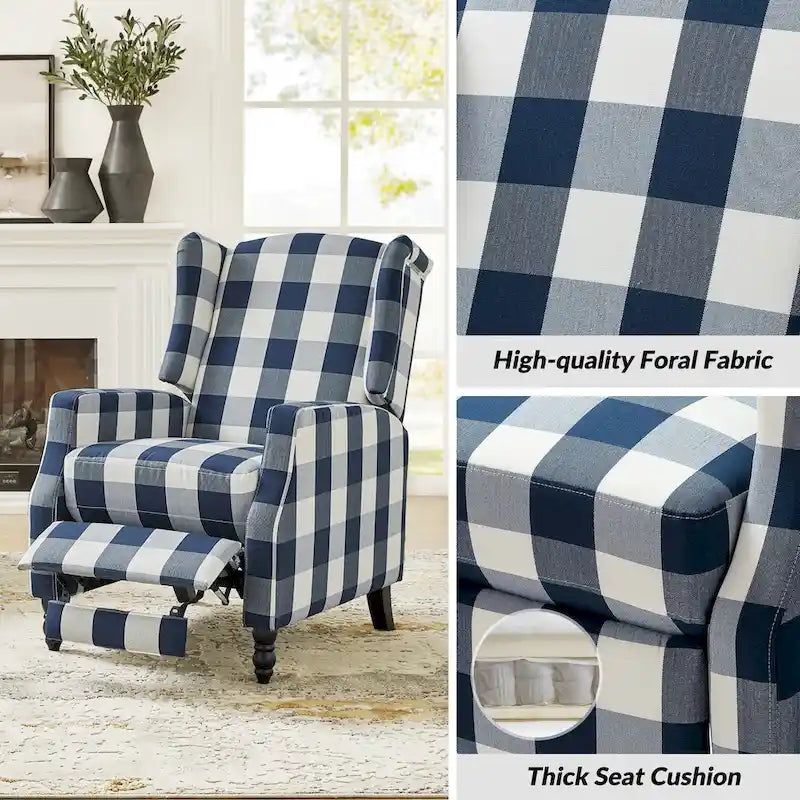 Fauteuil inclinable manuel Damaris de style Mid-Century Modern avec dossier à oreilles par HULALA HOME