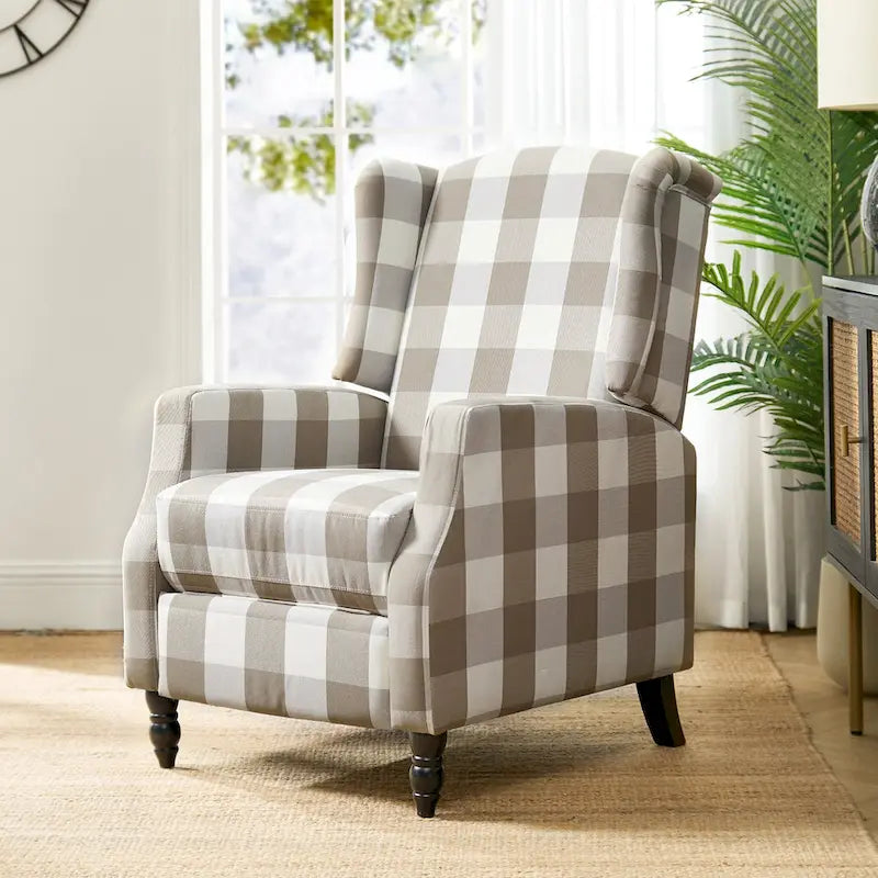Fauteuil inclinable manuel Damaris de style Mid-Century Modern avec dossier à oreilles par HULALA HOME