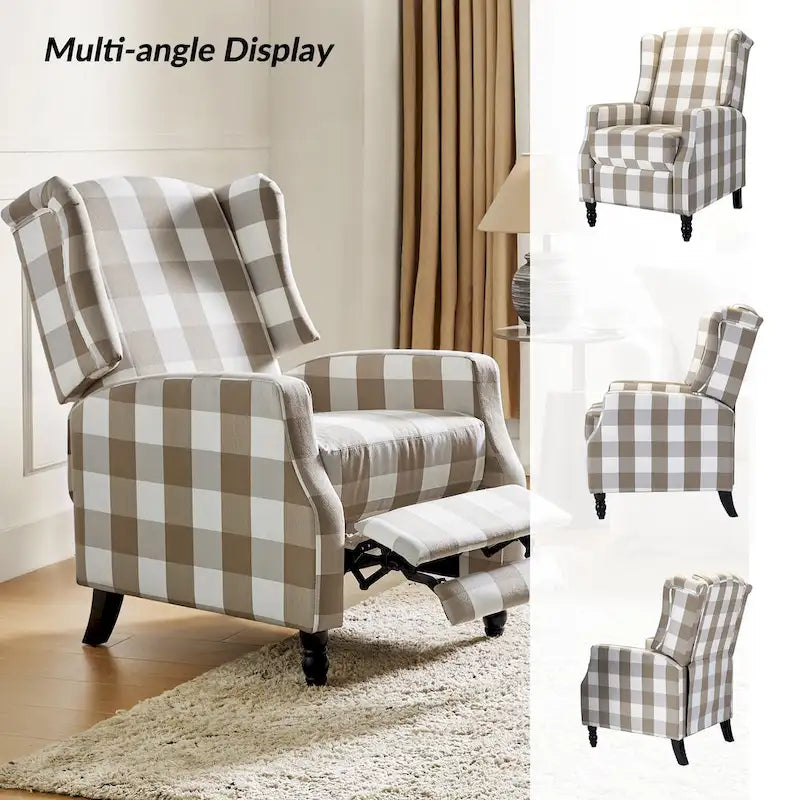 Fauteuil inclinable manuel Damaris de style Mid-Century Modern avec dossier à oreilles par HULALA HOME