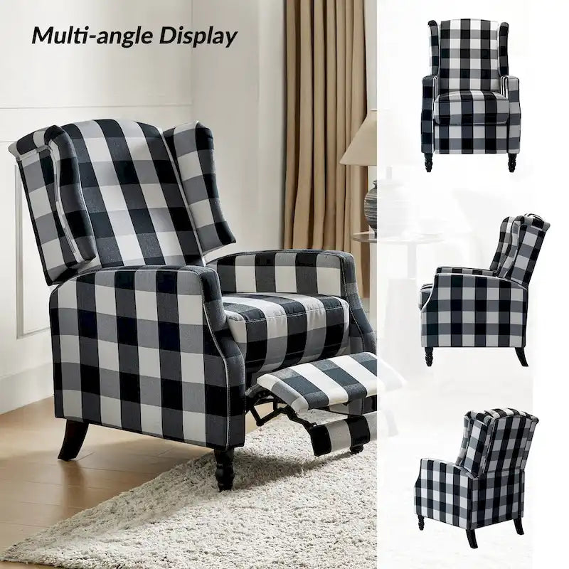 Fauteuil inclinable manuel Damaris de style Mid-Century Modern avec dossier à oreilles par HULALA HOME