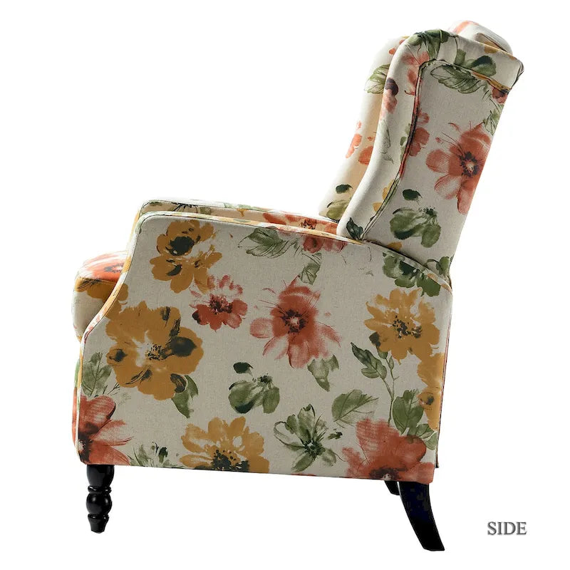 Fauteuil inclinable manuel Damaris de style Mid-Century Modern avec dossier à oreilles par HULALA HOME