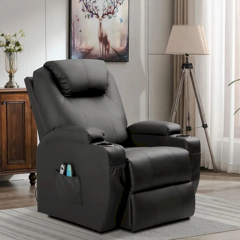 Fauteuil inclinable LACOO Power Lift en cuir PU avec massage