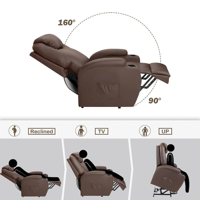 Fauteuil inclinable LACOO Power Lift en cuir PU avec massage