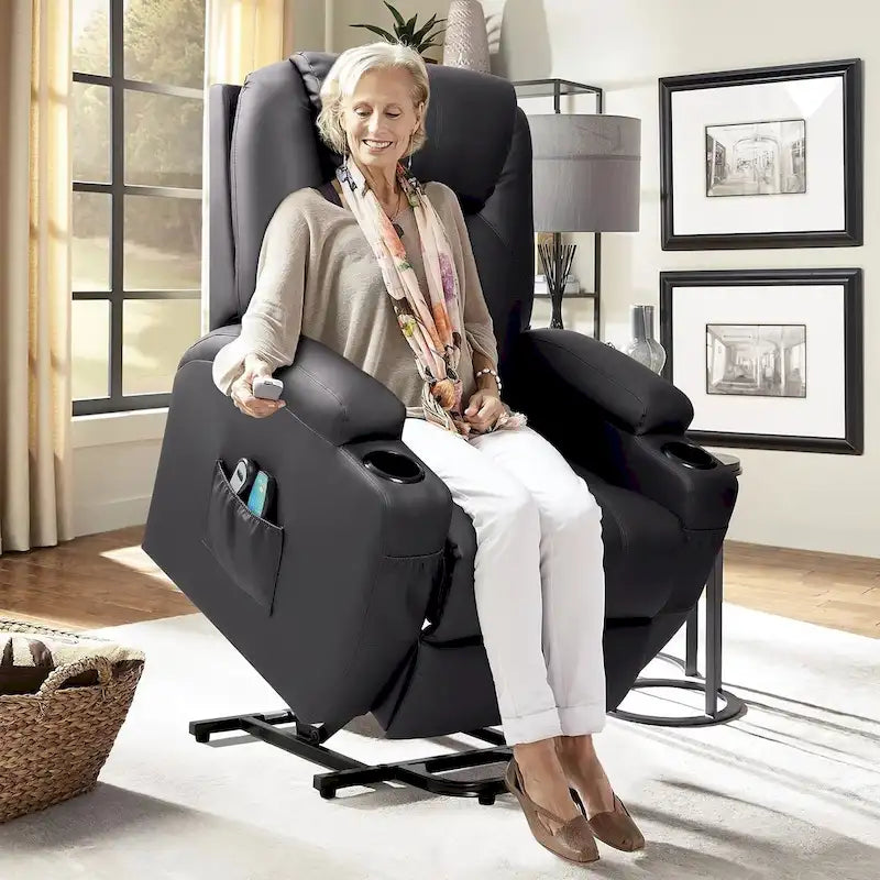 Fauteuil inclinable LACOO Power Lift en cuir PU avec massage