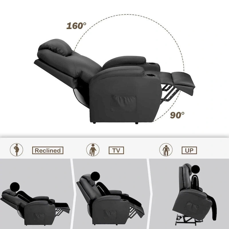 Fauteuil inclinable LACOO Power Lift en cuir PU avec massage