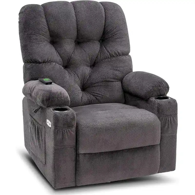 Fauteuil inclinable électrique pivotant et coulissant MCombo avec porte-gobelets et ports USB, en tissu pour chambre de bébé, 7797