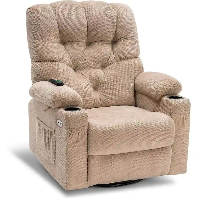 Fauteuil inclinable électrique pivotant et coulissant MCombo avec porte-gobelets et ports USB, en tissu pour chambre de bébé, 7797