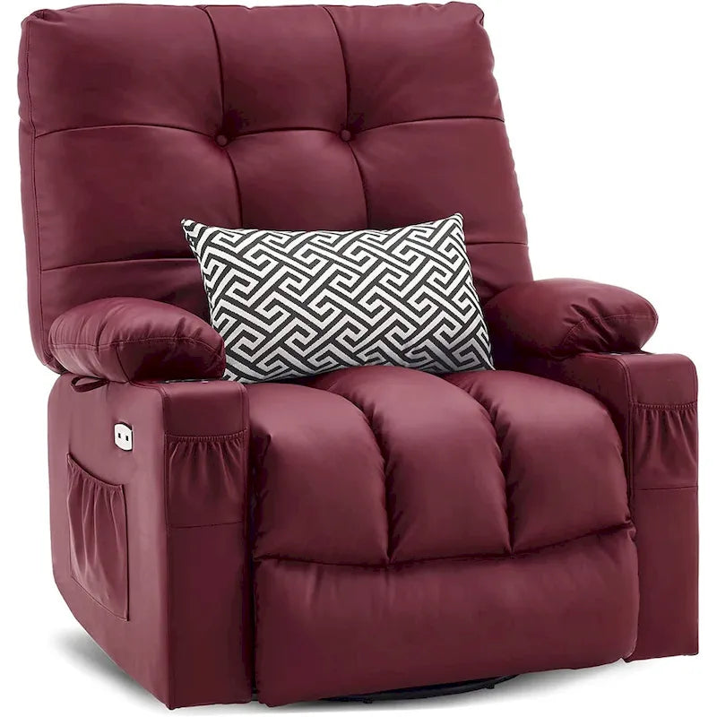 Fauteuil inclinable, pivotant et coulissant MCombo avec fonctions de massage et chauffage, en faux cuir 7748