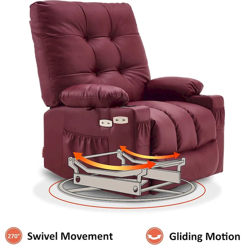 Fauteuil inclinable, pivotant et coulissant MCombo avec fonctions de massage et chauffage, en faux cuir 7748