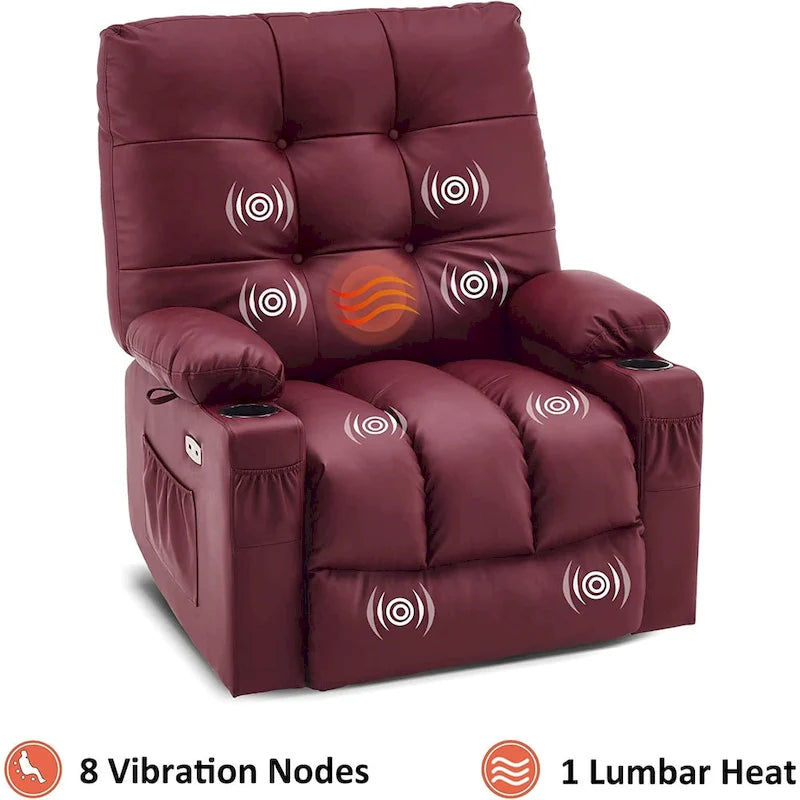 Fauteuil inclinable, pivotant et coulissant MCombo avec fonctions de massage et chauffage, en faux cuir 7748