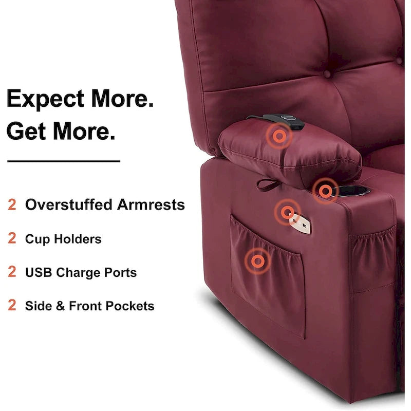 Fauteuil inclinable, pivotant et coulissant MCombo avec fonctions de massage et chauffage, en faux cuir 7748