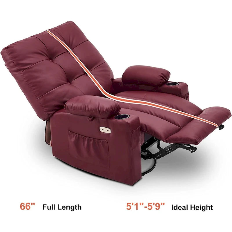 Fauteuil inclinable, pivotant et coulissant MCombo avec fonctions de massage et chauffage, en faux cuir 7748