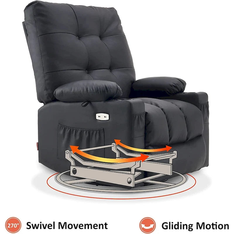 Fauteuil inclinable, pivotant et coulissant MCombo avec fonctions de massage et chauffage, en faux cuir 7748