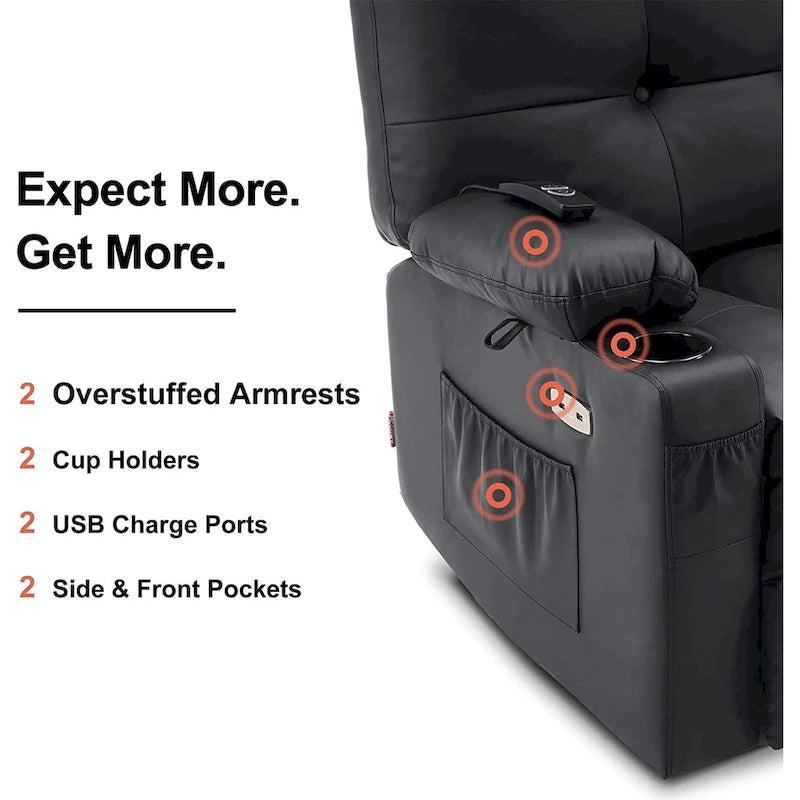 Fauteuil inclinable, pivotant et coulissant MCombo avec fonctions de massage et chauffage, en faux cuir 7748