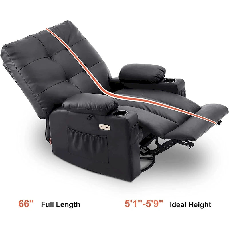 Fauteuil inclinable, pivotant et coulissant MCombo avec fonctions de massage et chauffage, en faux cuir 7748