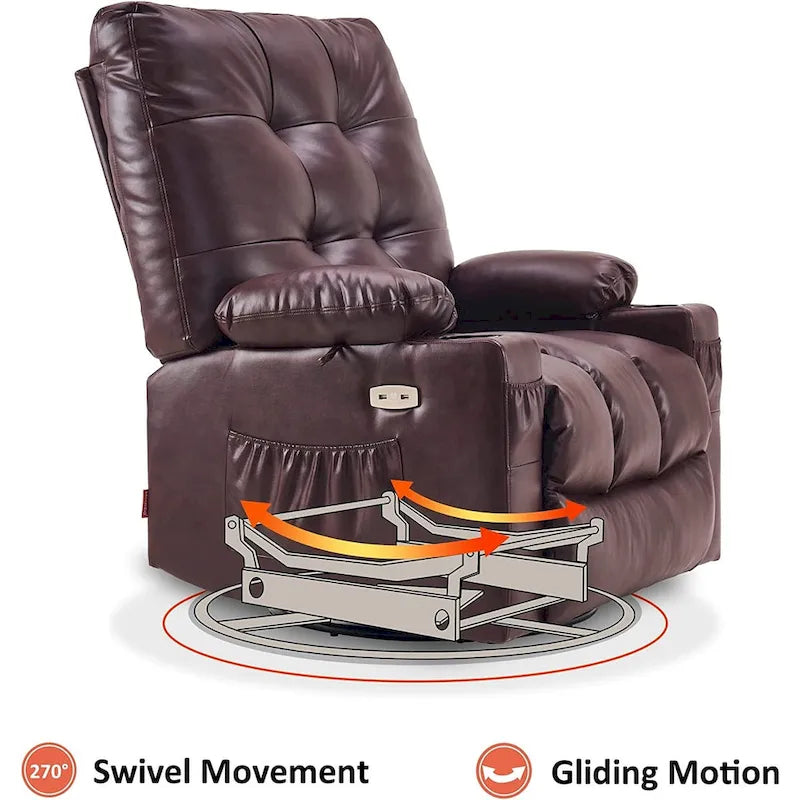 Fauteuil inclinable, pivotant et coulissant MCombo avec fonctions de massage et chauffage, en faux cuir 7748