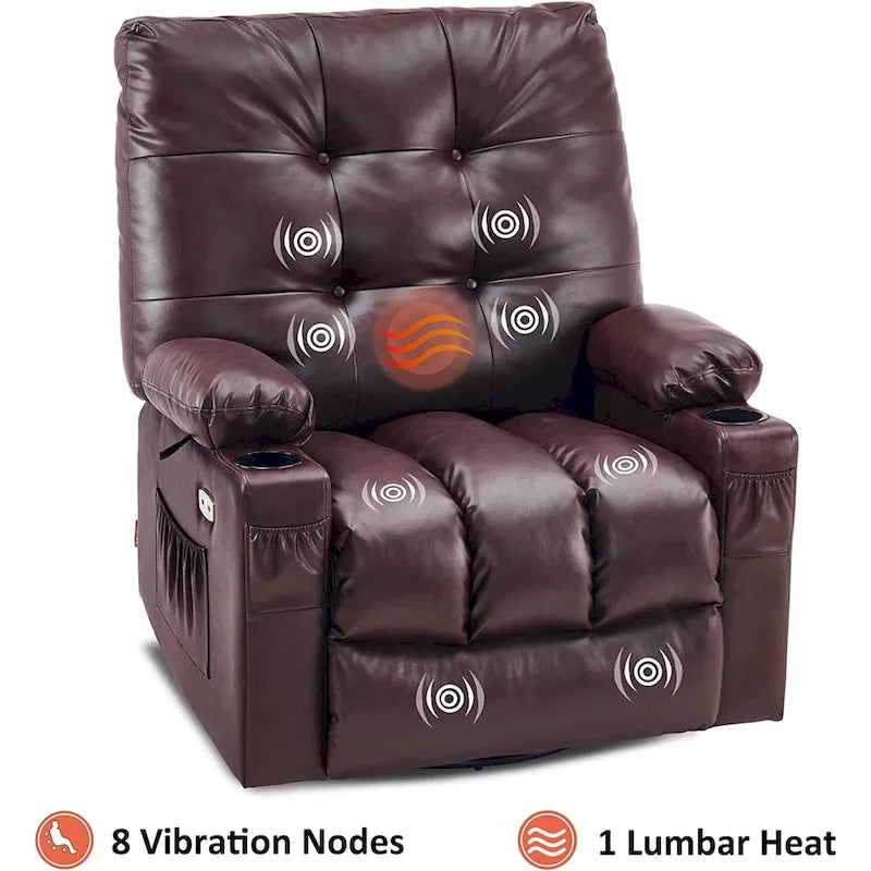 Fauteuil inclinable, pivotant et coulissant MCombo avec fonctions de massage et chauffage, en faux cuir 7748