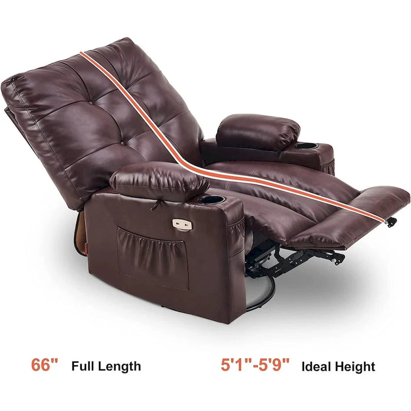 Fauteuil inclinable, pivotant et coulissant MCombo avec fonctions de massage et chauffage, en faux cuir 7748