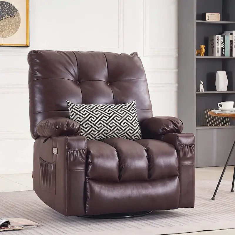 Fauteuil inclinable, pivotant et coulissant MCombo avec fonctions de massage et chauffage, en faux cuir 7748