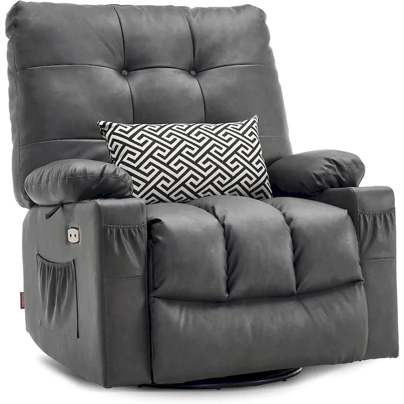 Fauteuil inclinable, pivotant et coulissant MCombo avec fonctions de massage et chauffage, en faux cuir 7748