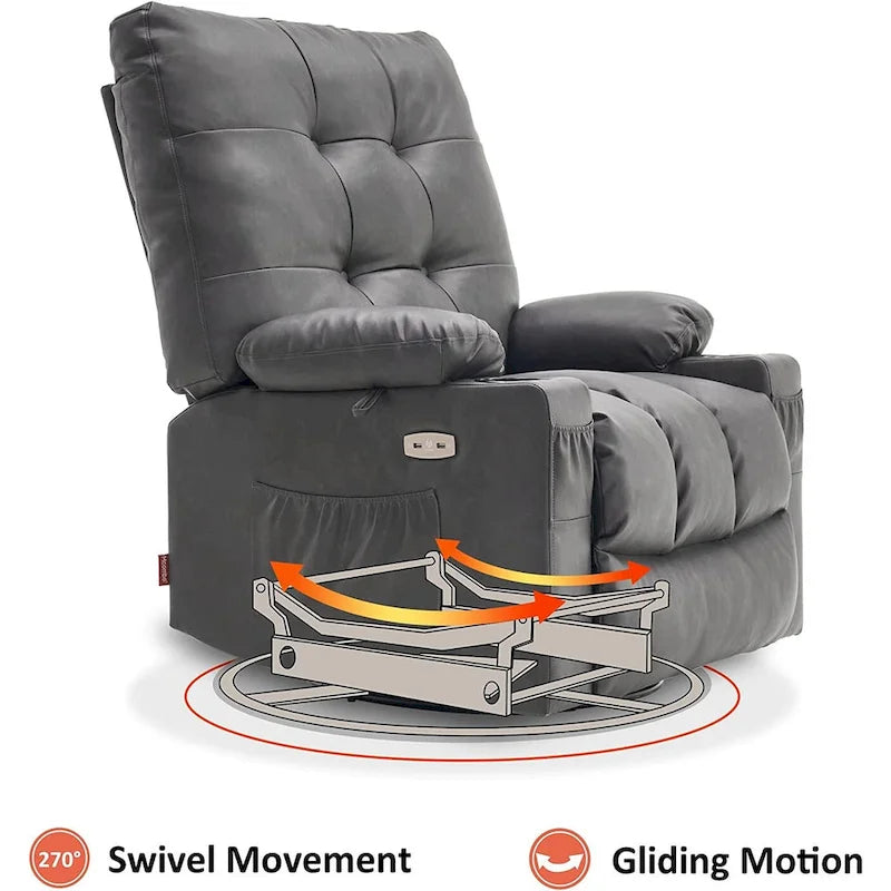Fauteuil inclinable, pivotant et coulissant MCombo avec fonctions de massage et chauffage, en faux cuir 7748