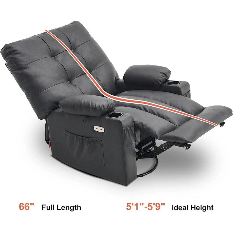 Fauteuil inclinable, pivotant et coulissant MCombo avec fonctions de massage et chauffage, en faux cuir 7748