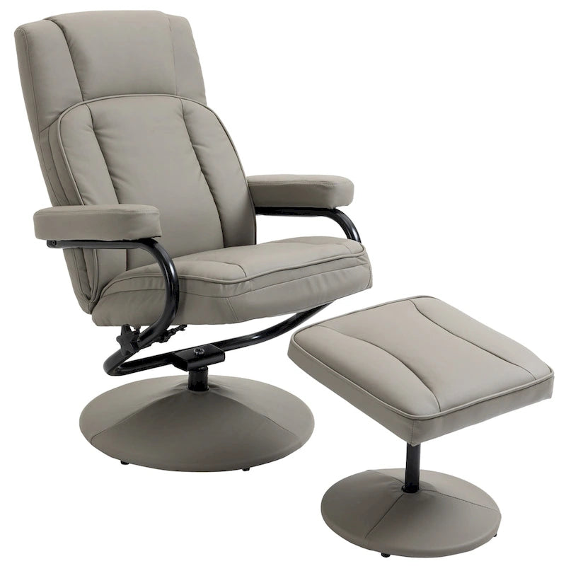 HOMCOM Fauteuil relax pivotant, inclinable, en similicuir, avec repose-pieds, pour salon, bureau, chambre à coucher