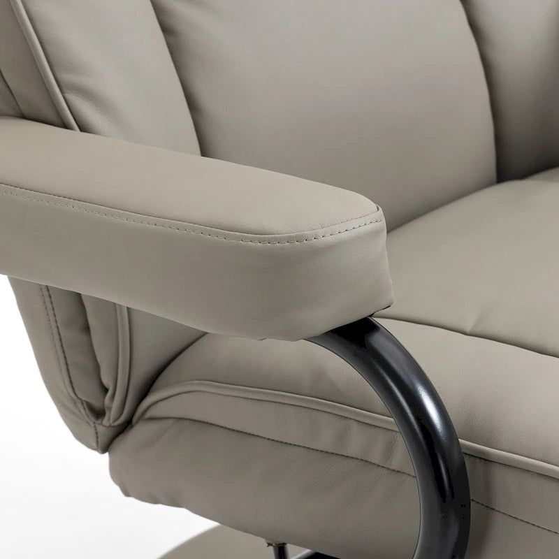 HOMCOM Fauteuil relax pivotant, inclinable, en similicuir, avec repose-pieds, pour salon, bureau, chambre à coucher