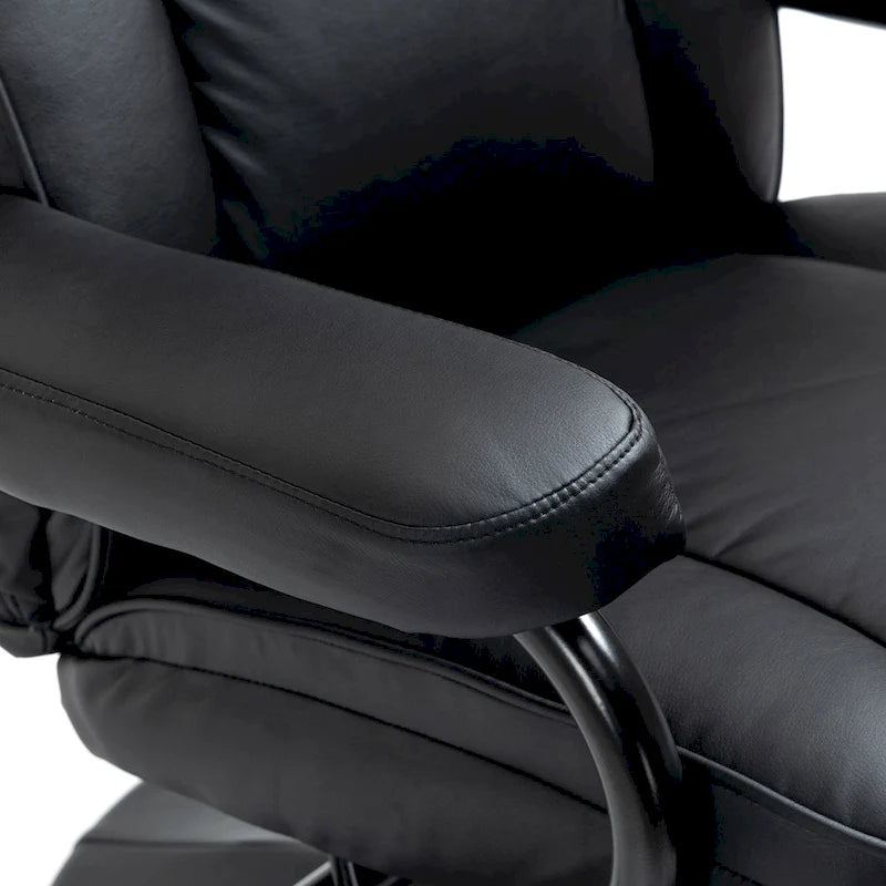 HOMCOM Fauteuil relax pivotant, inclinable, en similicuir, avec repose-pieds, pour salon, bureau, chambre à coucher